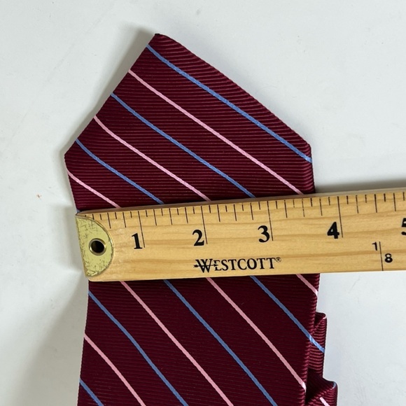 Brooks Brothers Stain Resistant Elegant Striped Tie in Burgundy and Blue - Picture 4 of 10